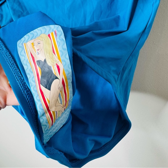 NEW Spanx Halter One Piece Bayside Blue Gold Ring Twist Front Swimsuit Size XL - Picture 9 of 11